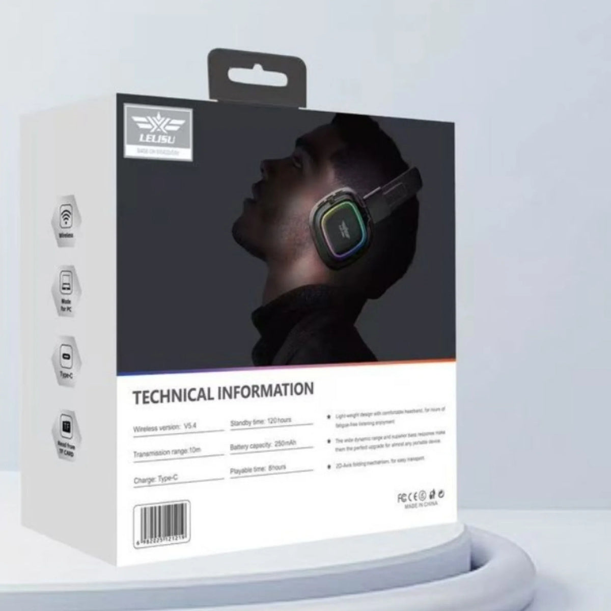 Lelisu LS-258 Wireless Stereo Headphones (Bluetooth 5.4 & LED Illumination)