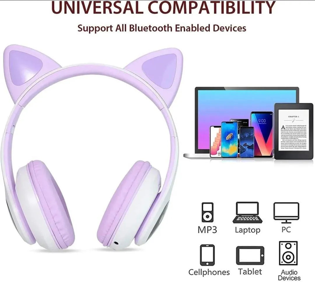 LED Cat Ear Wireless Bluetooth Headphones
