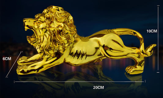 Modern Golden Lion Abstract Resin Statue | Luxury Car Dashboard & Home Decor