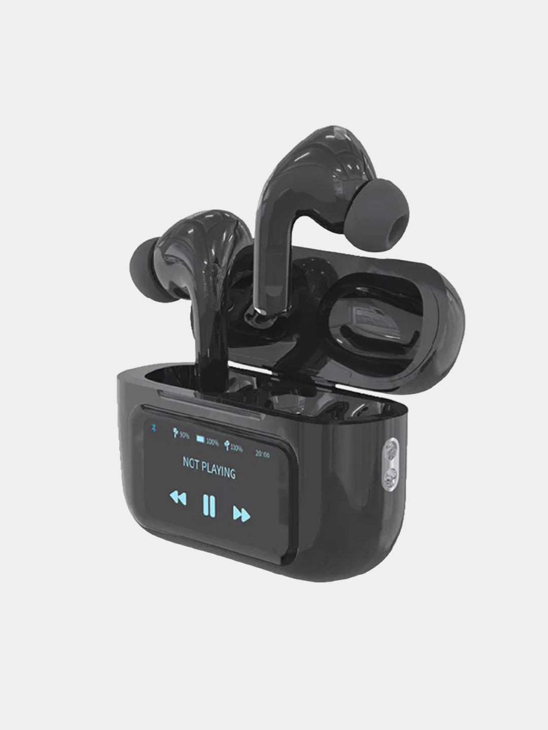 A9 Pro Touch LCD Smart Screen Bluetooth Earbuds/Airpods, Black & White
