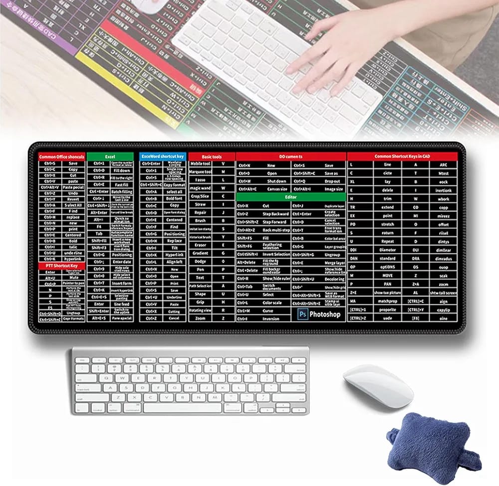 Extended Shortcut Keyboard & Mouse Desk Mat| Mouse Pad