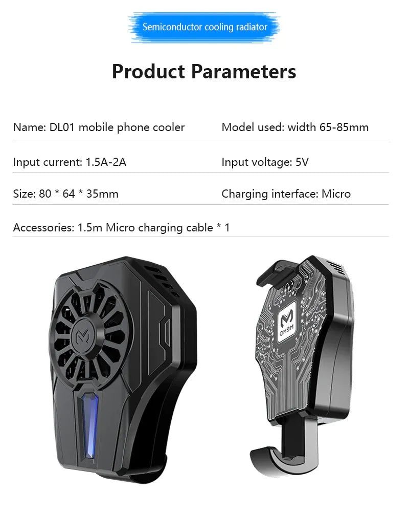 Memo DL01 High-Efficiency Mobile Phone Cooler & Thermal Radiator| Cooling Fan