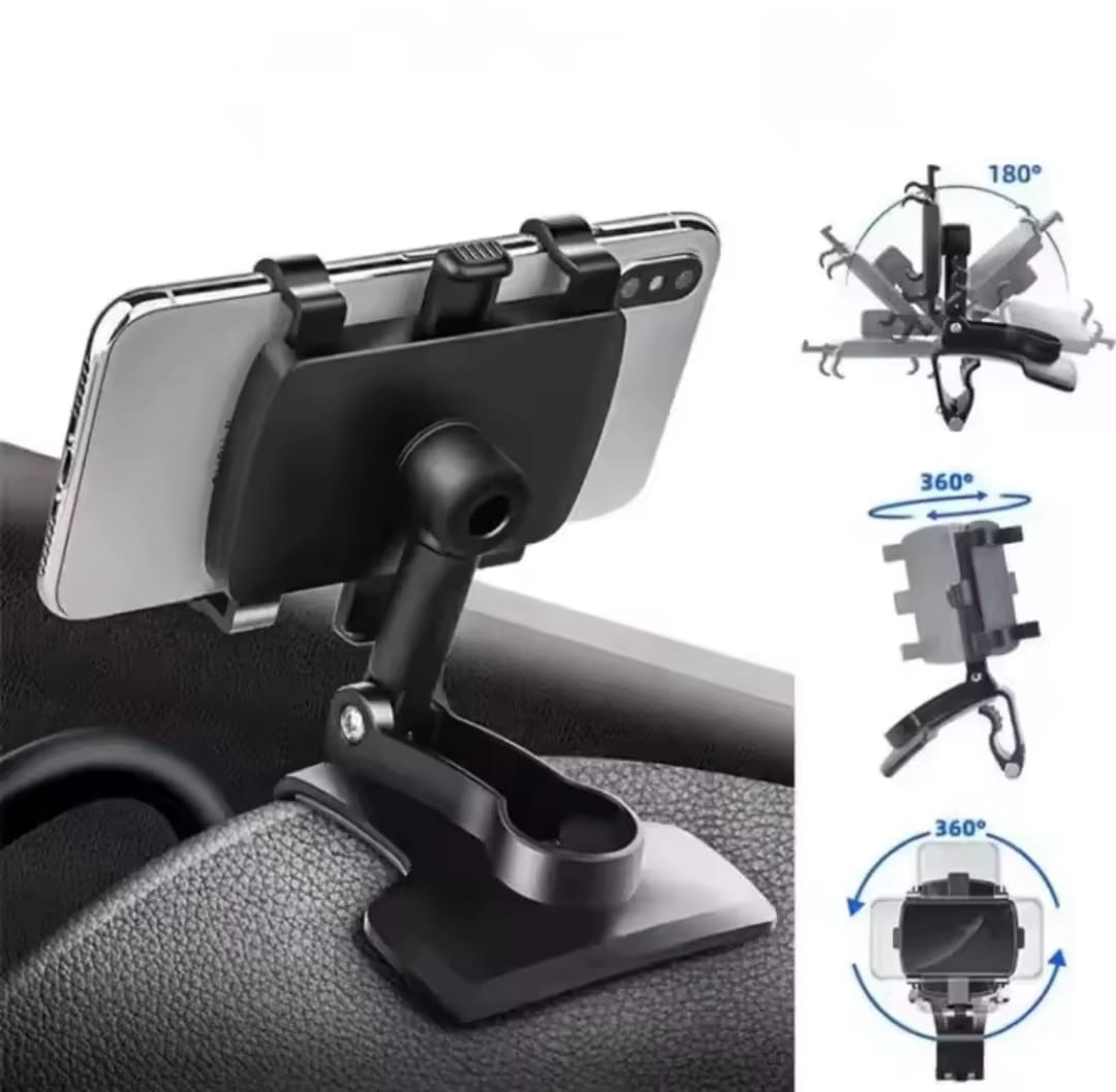 360° Rotatable Dashboard, Sun Visor & Rearview Mirror Car Phone Mount| Pone Holder