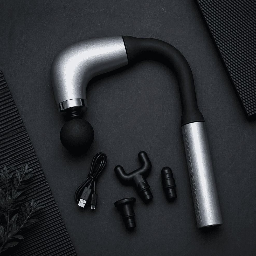 Long-Handle Ergonomic Fascial Massage Gun | Full-Body Percussion Massager