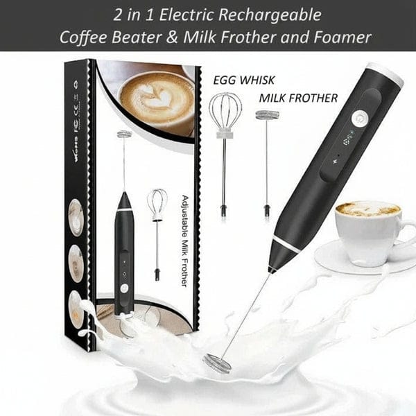 2-in-1 Rechargeable Electric Coffee Beater & Milk Frother