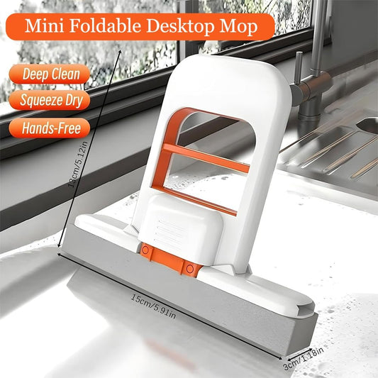 Foldable Mini Portable Desktop Mop | Hands-Free Self-Squeezing