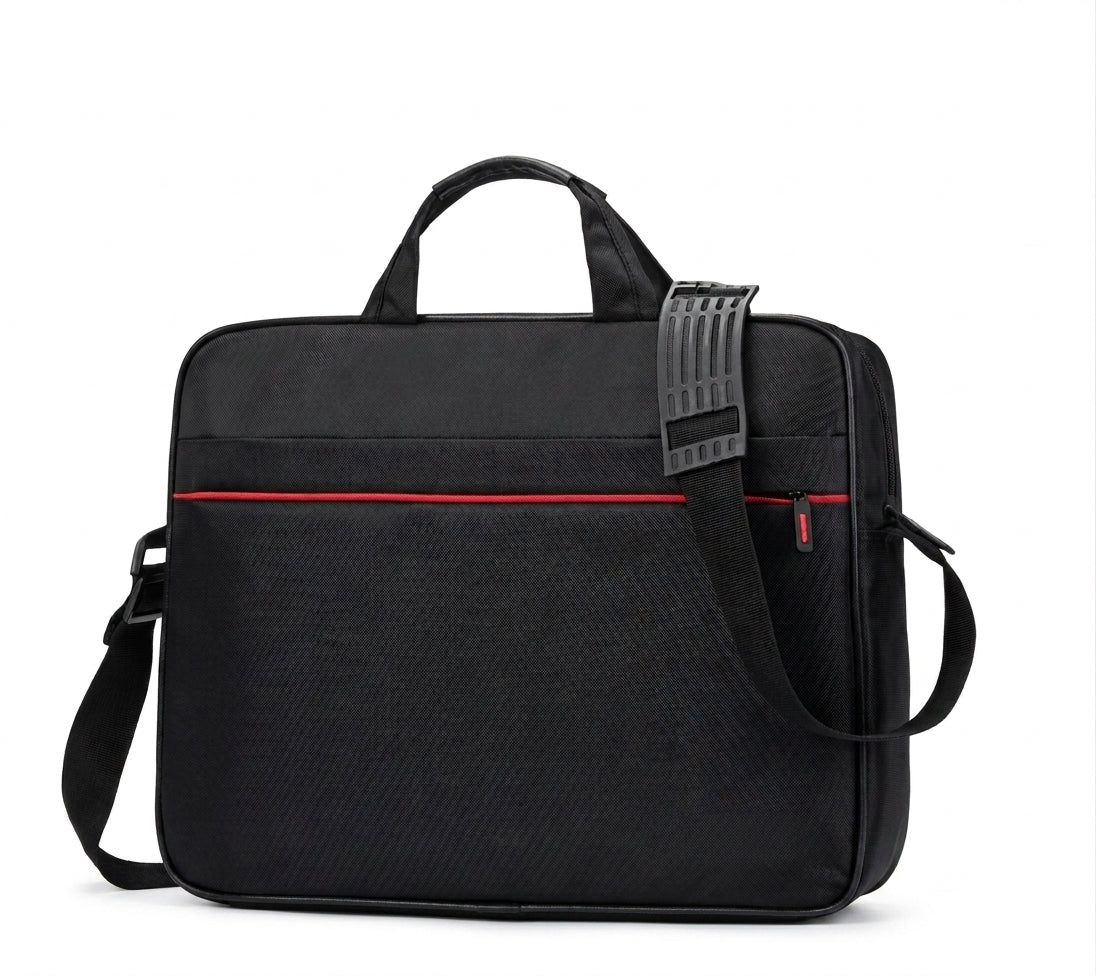 15-Inch Stealth Black Laptop Bag with Red Accent Stripe