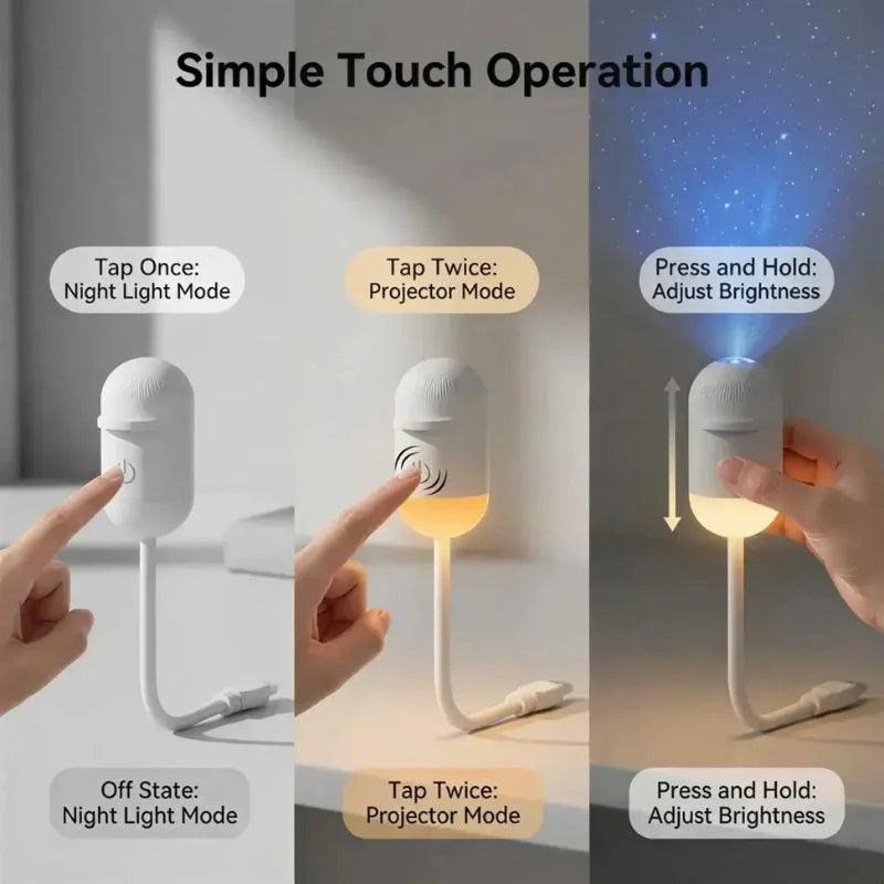 2-in-1 USB Galaxy Star Projector Night Light | 6 Lense HD Projector | Night Lamp |Decoration Item