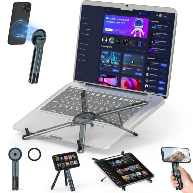 3-in-1 Magnetic Foldable Stand (Model K001) | Laptop & Phone Stand