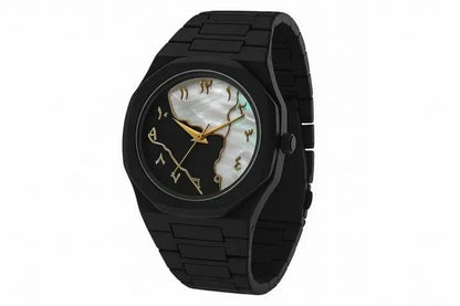 Men’s  Black Arabic "Aura" Watch with Gold Numerals & Hands