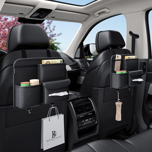Premium PU Leather Car Seat Organizer & Backseat Protector