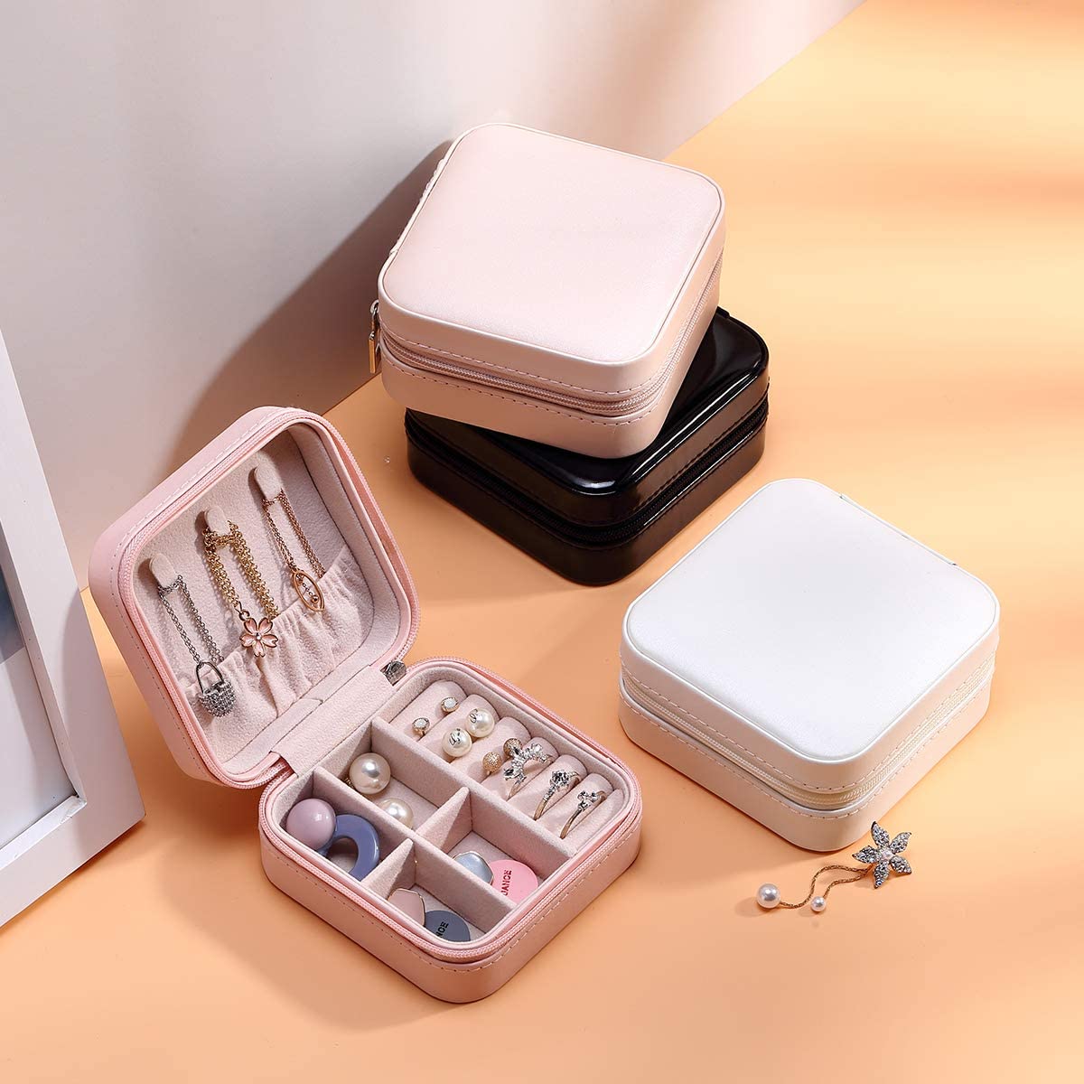 Travel Leather Pocket Jewelry Organizer Box
