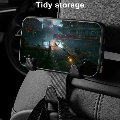 Universal 2-in-1 Car Seat Back Headrest Hook with Foldable Phone Holder