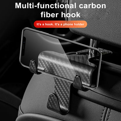 Universal 2-in-1 Car Seat Back Headrest Hook with Foldable Phone Holder