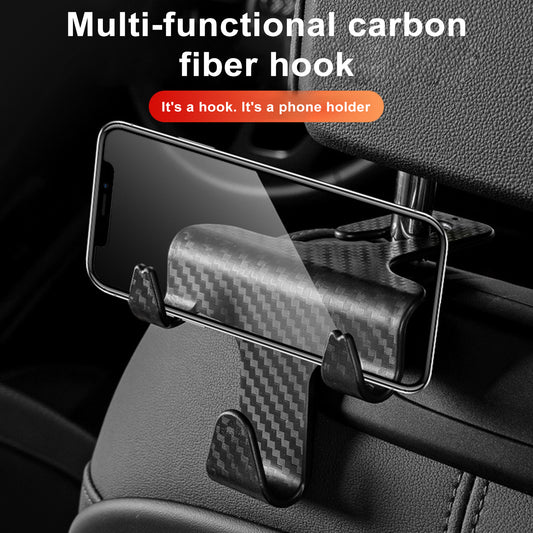 Universal 2-in-1 Car Seat Back Headrest Hook with Foldable Phone Holder