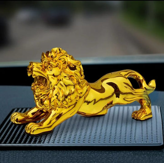 Modern Golden Lion Abstract Resin Statue | Luxury Car Dashboard & Home Decor