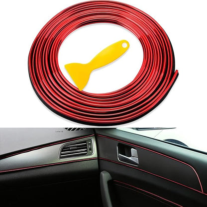 5-Meter Non-Luminous Metallic Red Car Interior Trim Strip