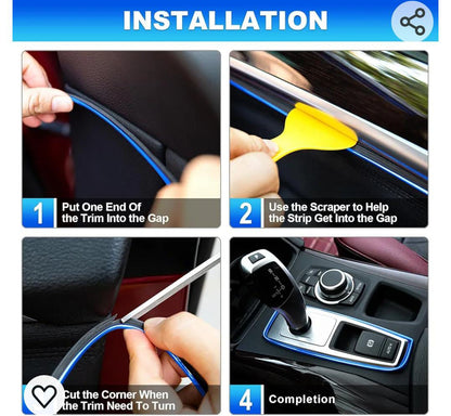 2-Meter Ice Blue EL Wire LED Car Interior Ambient Light Strip
