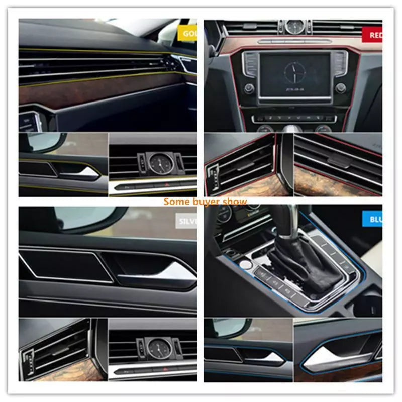 5-Meter Non-Luminous Metallic Red Car Interior Trim Strip
