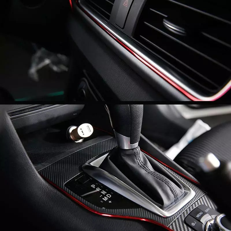 5-Meter Non-Luminous Metallic Red Car Interior Trim Strip