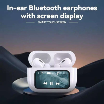 A9 Pro Touch LCD Smart Screen Bluetooth Earbuds/Airpods, Black & White