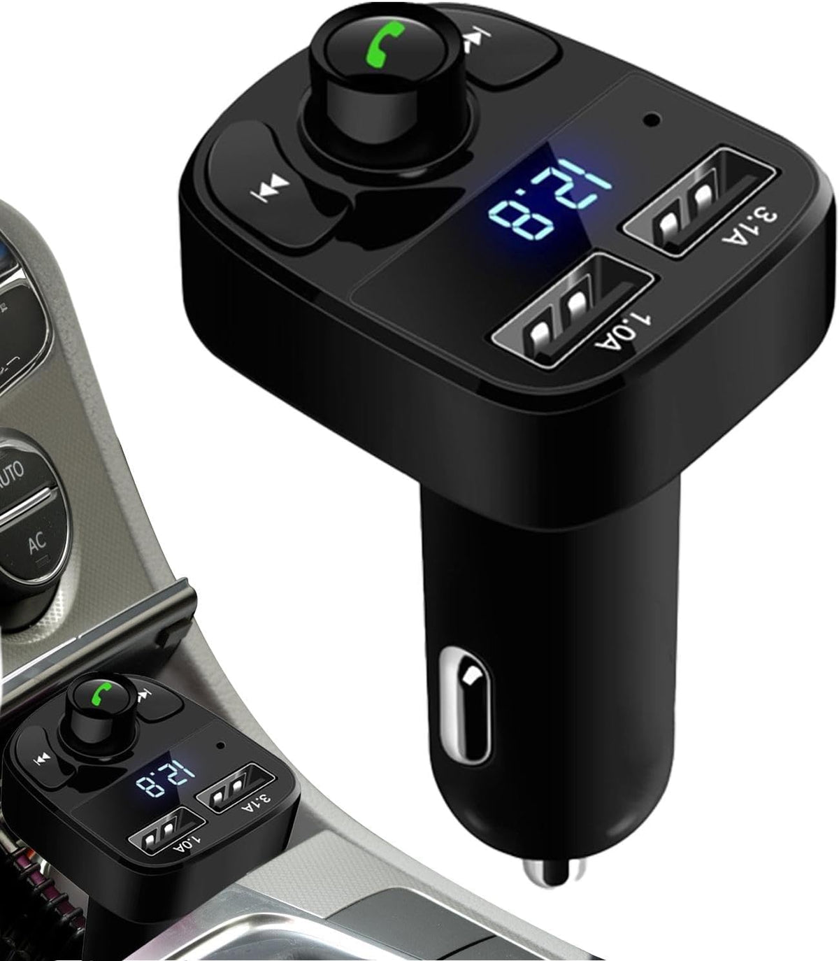 X8 3.1A Dual-USB Car Bluetooth FM Transmitter & MP3 Modulator
