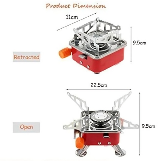 Mini Portable Windproof Square Camping Stove (Foldable Butane/Propane Burner)
