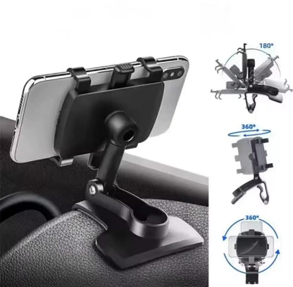 360° Rotatable Dashboard, Sun Visor & Rearview Mirror Car Phone Mount| Pone Holder