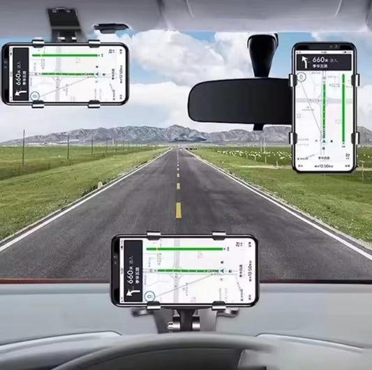 360° Rotatable Dashboard, Sun Visor & Rearview Mirror Car Phone Mount| Pone Holder