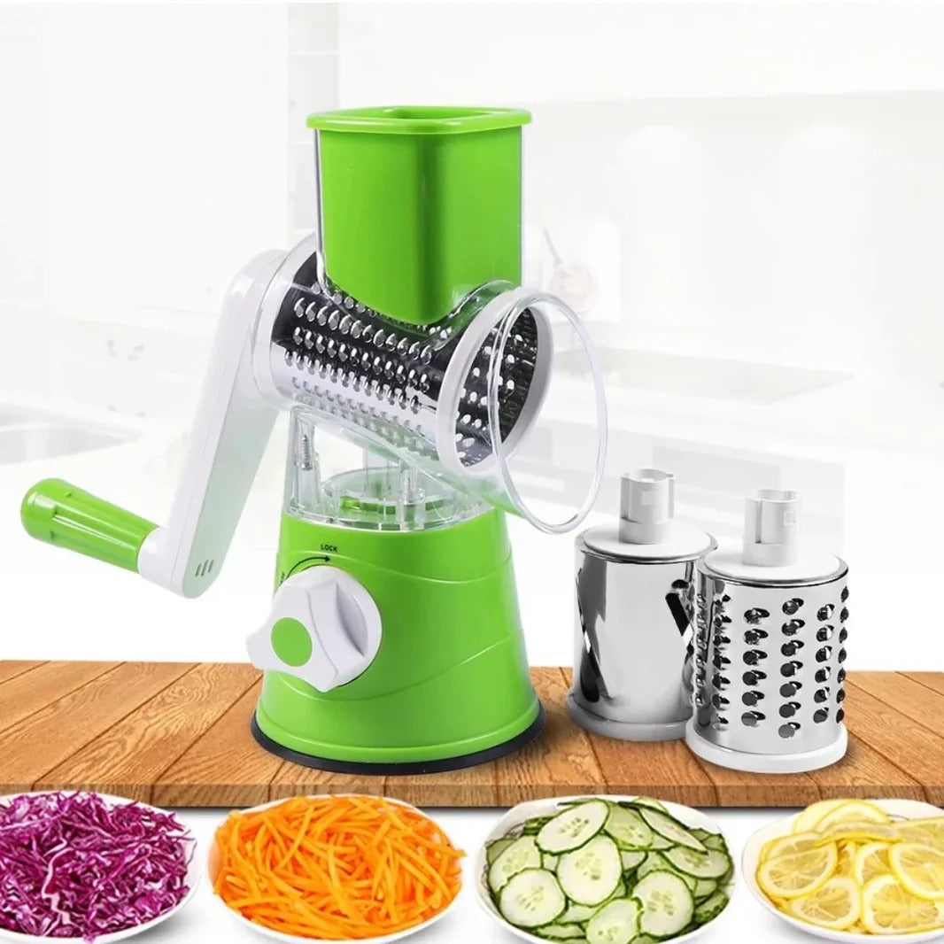 Manual 3-in-1 Rotary Vegetable Cutter & Drum Grater