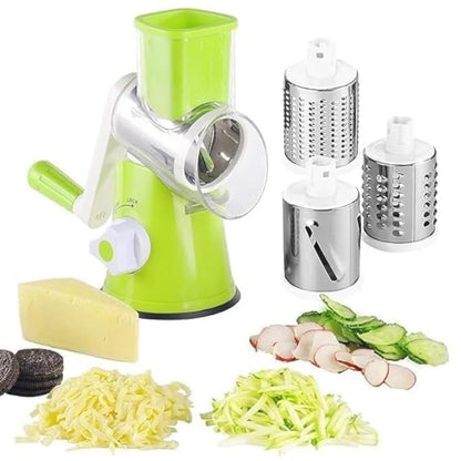 Manual 3-in-1 Rotary Vegetable Cutter & Drum Grater