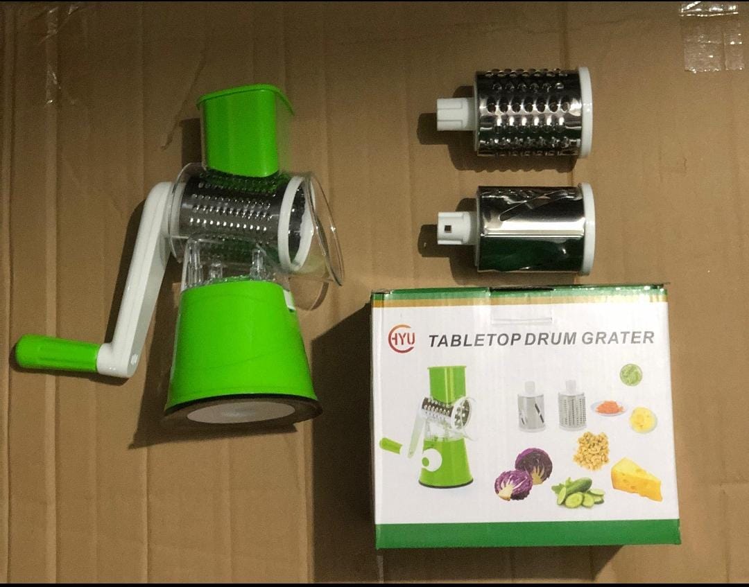 Manual 3-in-1 Rotary Vegetable Cutter & Drum Grater