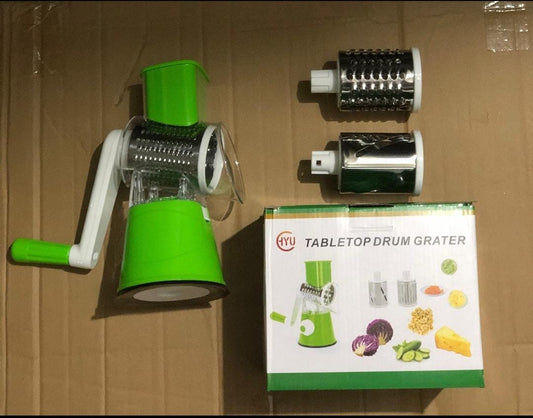 Manual 3-in-1 Rotary Vegetable Cutter & Drum Grater