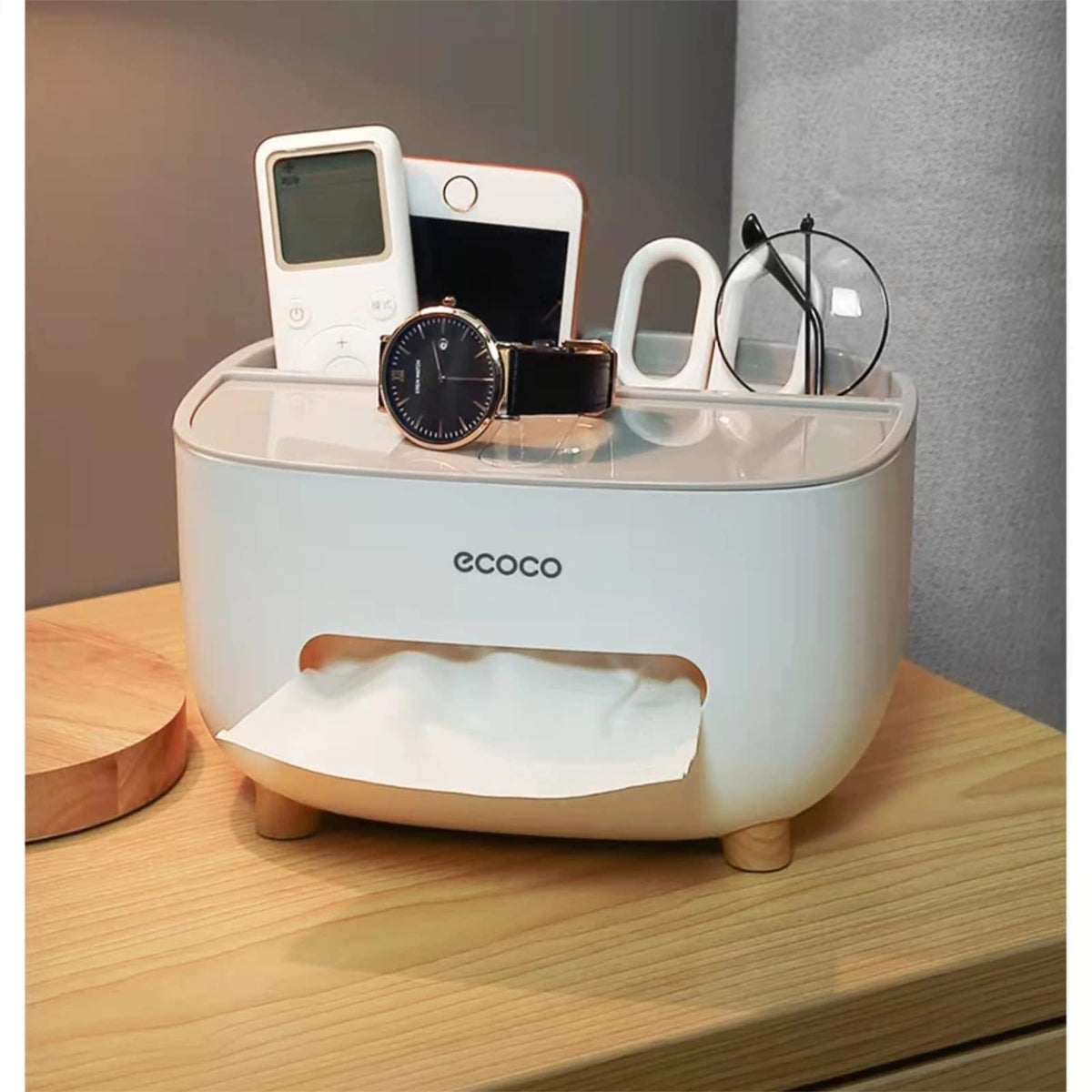 Ecoco Multifunctional Desktop Tissue Box & Storage Organizer