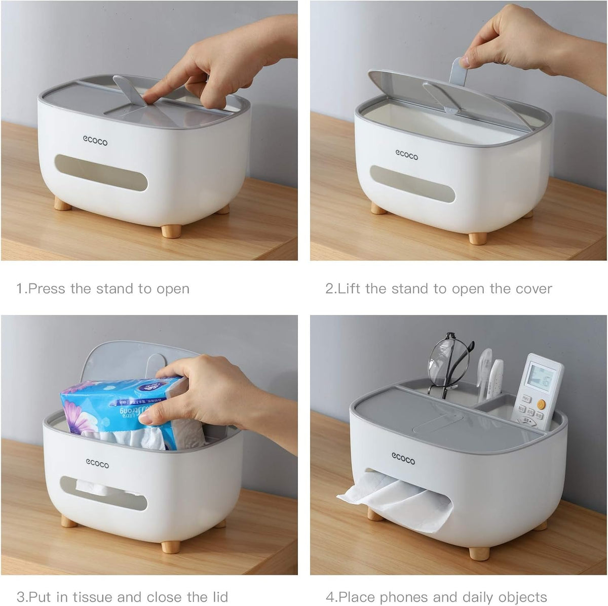 Ecoco Multifunctional Desktop Tissue Box & Storage Organizer