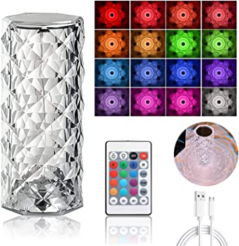Diamond Crystal Table Lamp – 16 Color RGB Touch Sensor Light - With Remote Control
