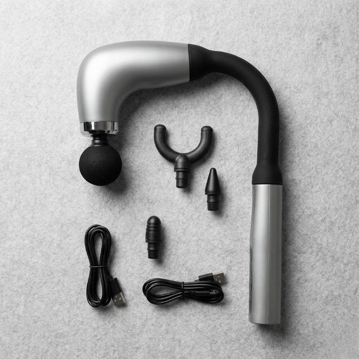 Long-Handle Ergonomic Fascial Massage Gun | Full-Body Percussion Massager
