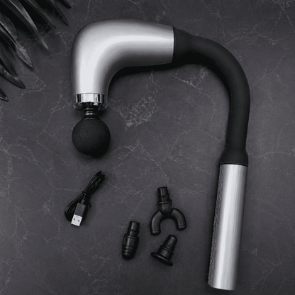 Long-Handle Ergonomic Fascial Massage Gun | Full-Body Percussion Massager