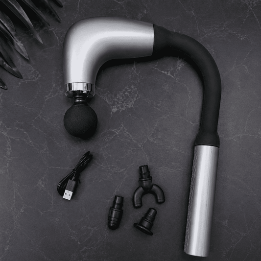 Long-Handle Ergonomic Fascial Massage Gun | Full-Body Percussion Massager