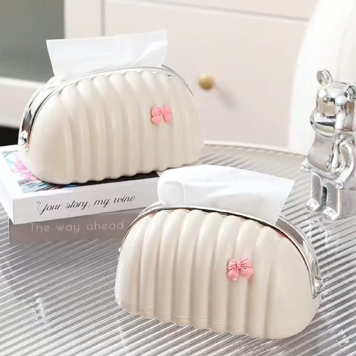 Luxury Shell-Shape Wave Pattern Tissue Box & Napkin Dispenser