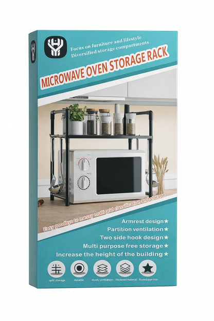 2-Tier Space-Saving Microwave Oven Countertop Organizer Shelf