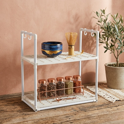 2-Tier Space-Saving Microwave Oven Countertop Organizer Shelf