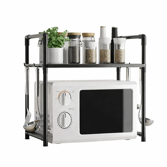 2-Tier Space-Saving Microwave Oven Countertop Organizer Shelf