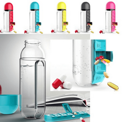 2-in-1 Water Bottle with Built-in 7-Day Pill Organizer