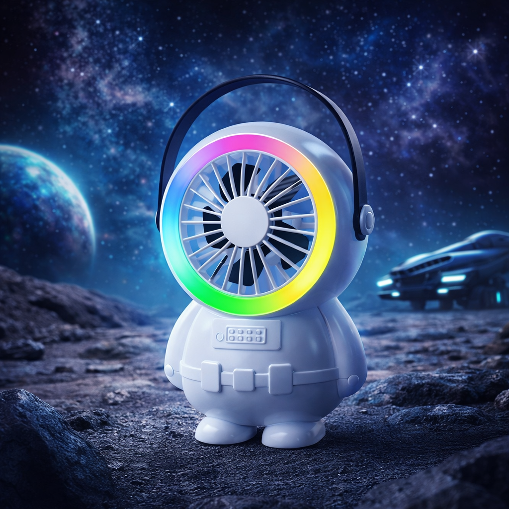 Astronaut Mini Desktop Fan with RGB Night Light