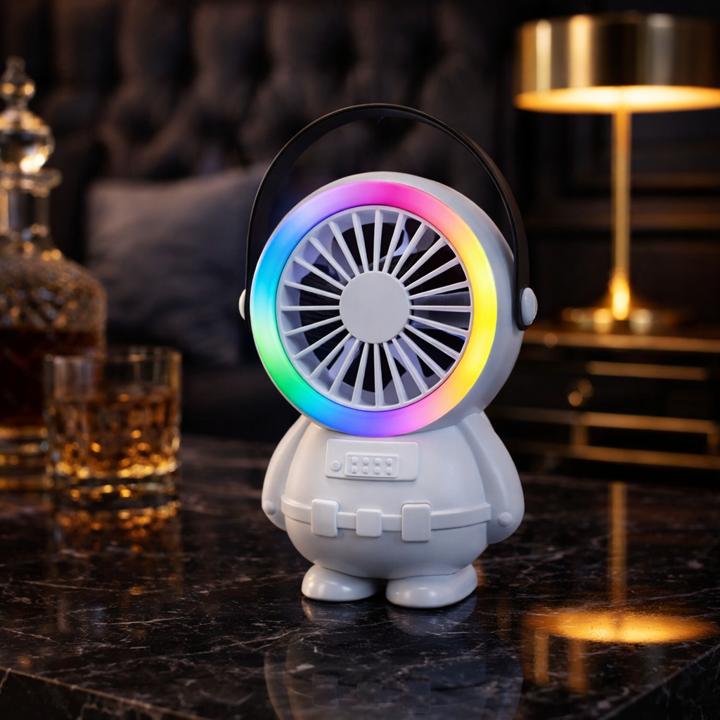 Astronaut Mini Desktop Fan with RGB Night Light