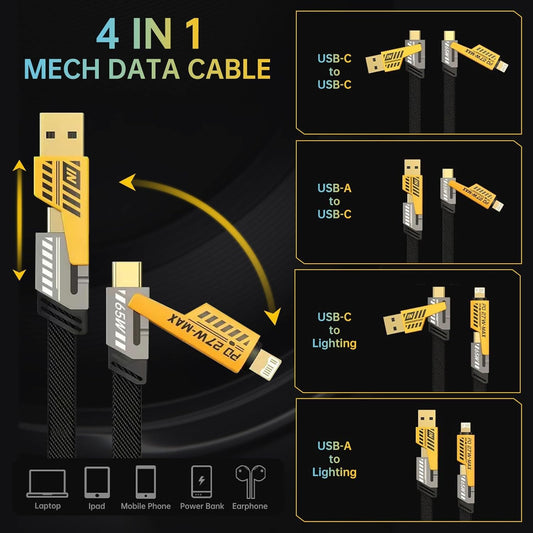 4-in-1 Mech High-Speed Fast Charging & Data Cable