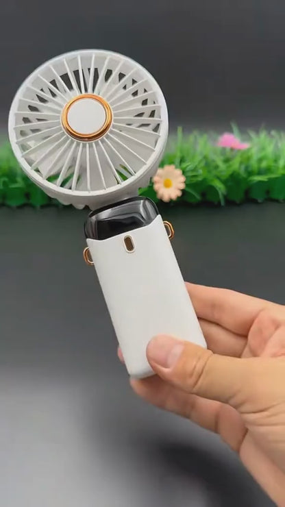4-in-1 Portable Handheld Electric Fan with Digital LED Display & Phone Holder Base