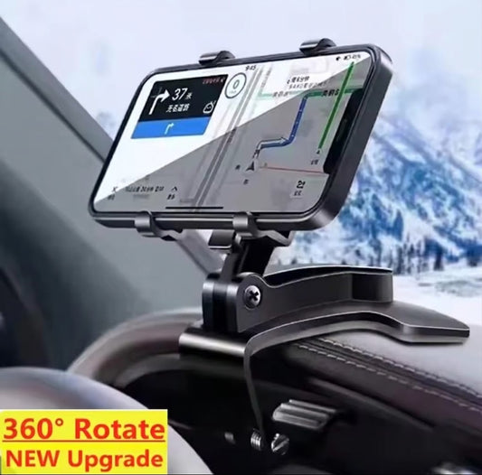 360° Rotatable Dashboard, Sun Visor & Rearview Mirror Car Phone Mount| Pone Holder