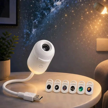 2-in-1 USB Galaxy Star Projector Night Light | 6 Lense HD Projector | Night Lamp |Decoration Item